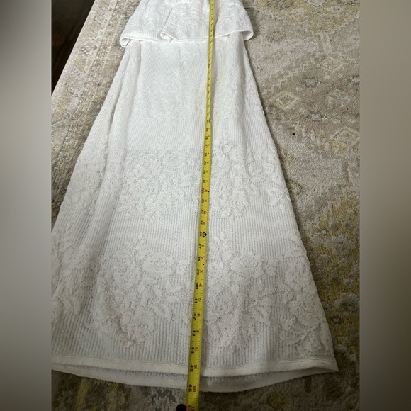 ZARA Jacquard Knit Bandeau White Maxi Dress XS - Picture 10 of 10